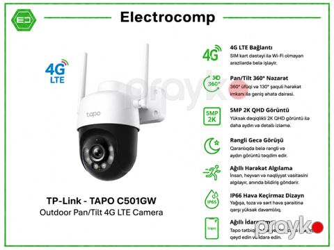 TP-Link Tapo C501GW Outdoor Pan/Tilt 4G LTE Camera — Bakı