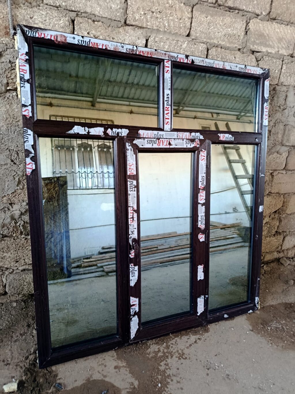 Plastik pencere 3eded eyni ölçüdə, koyü mese karicniv şüşə qalın — Pəncərələr, qapılar, balkonlar, Digah (4)