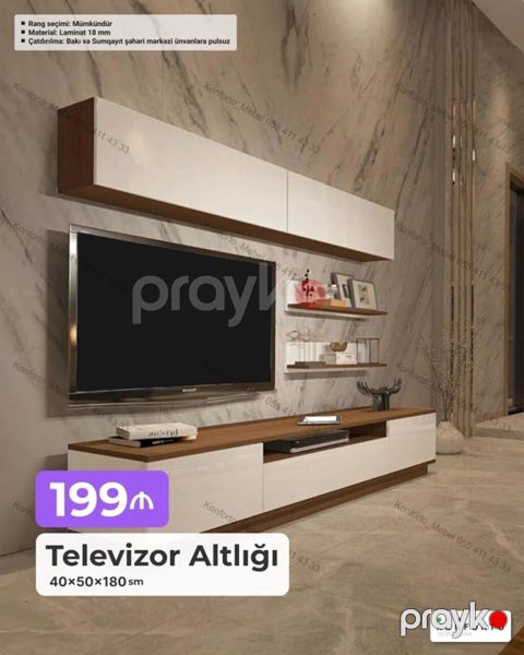 Televizor altlığı və divar modul dəsti - Ölçülər: 40 50 180 sm — Bakı