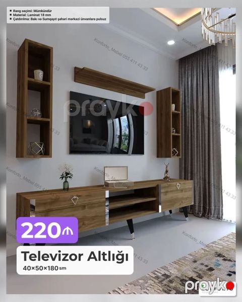 Televizor altlığı dəsti Ölçülər: 40 50 180 sm Material: 18 mm — Bakı