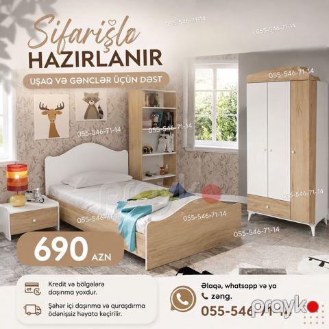 Uşaq və gənclər üçün mebel dəsti – sifarişlə hazırlanır. Dəst — Bakı
