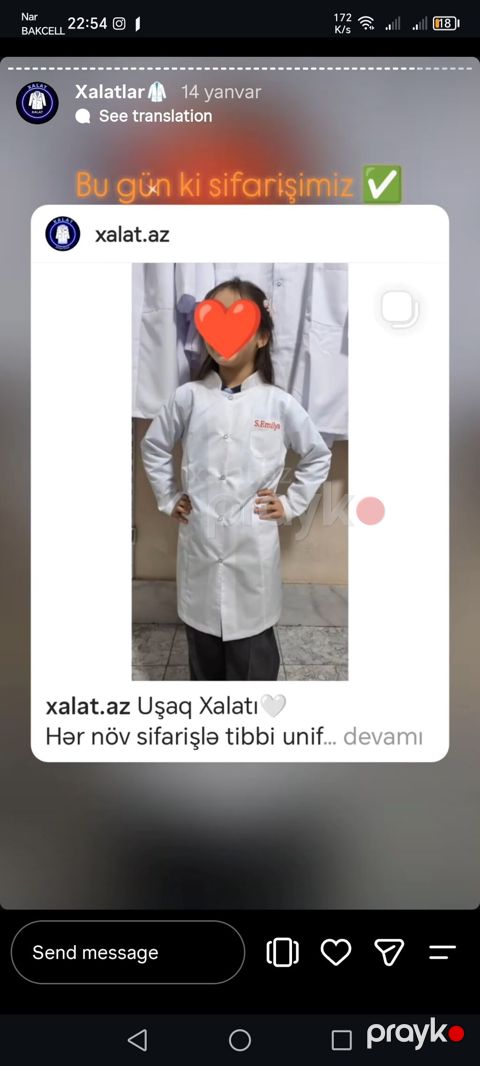 Məktəbli, kurs, tələbə, labaratoruya ucun uşaq xalatlarin satışı ve — Mehdiabad
