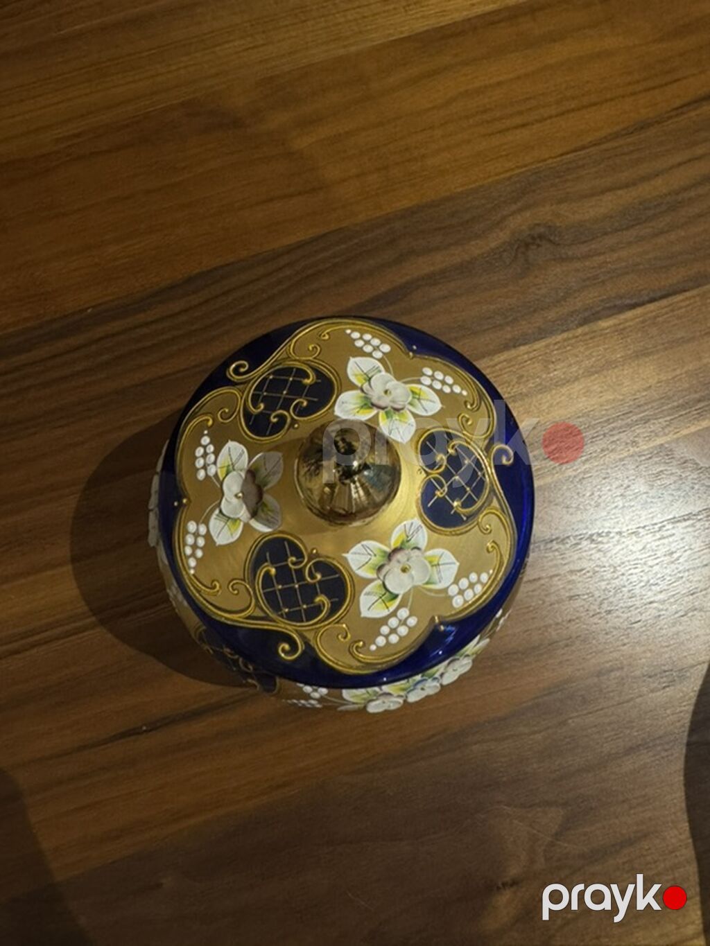 Qapaqlı bəzəkli şüşə qab - Material: qalın kobalt-mavi şüşə - Üslub — Süfrə qabı, Bakı (7)
