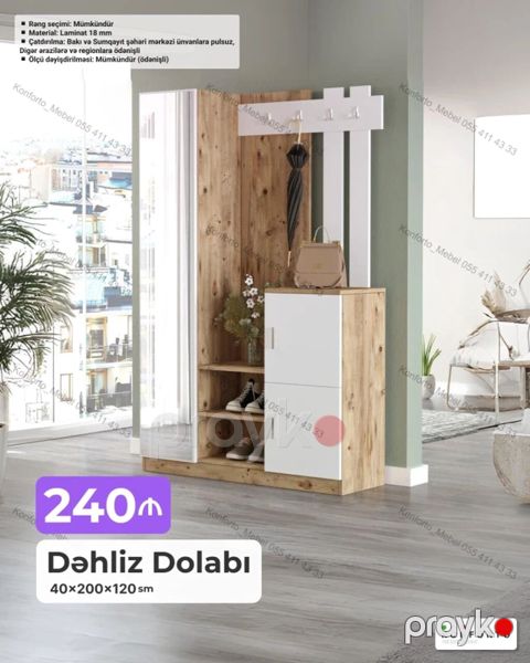 Məhsul: Dəhliz dolabı Ölçü: 40×200×120 sm Qiymət: 240 — Bakı