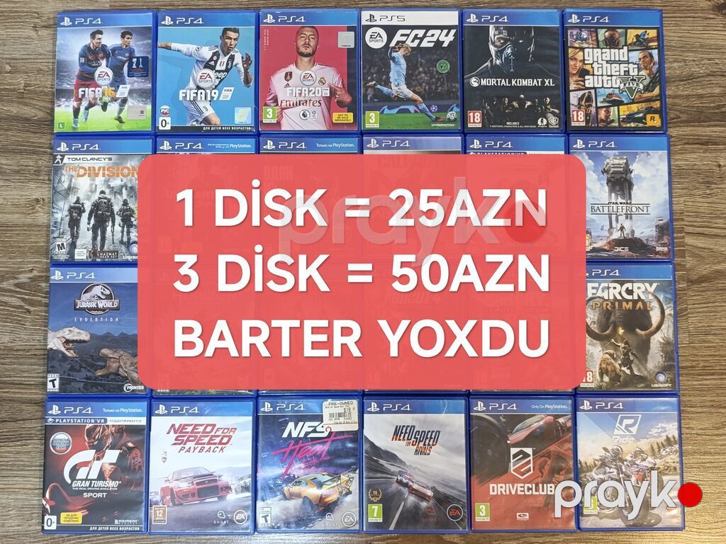 1disk=25azn / 3disk=50 Şəkildə olan disklərdi–başqa disk yoxdu Qiymət — Konsol oyunları, Bakı