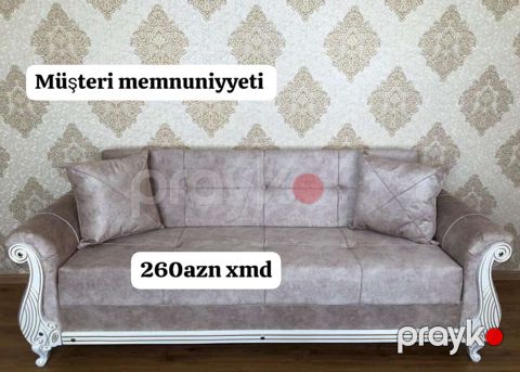 Klassik üslubda 3 nəfərlik yumşaq divan. - Rəng variantları: boz — Bakı
