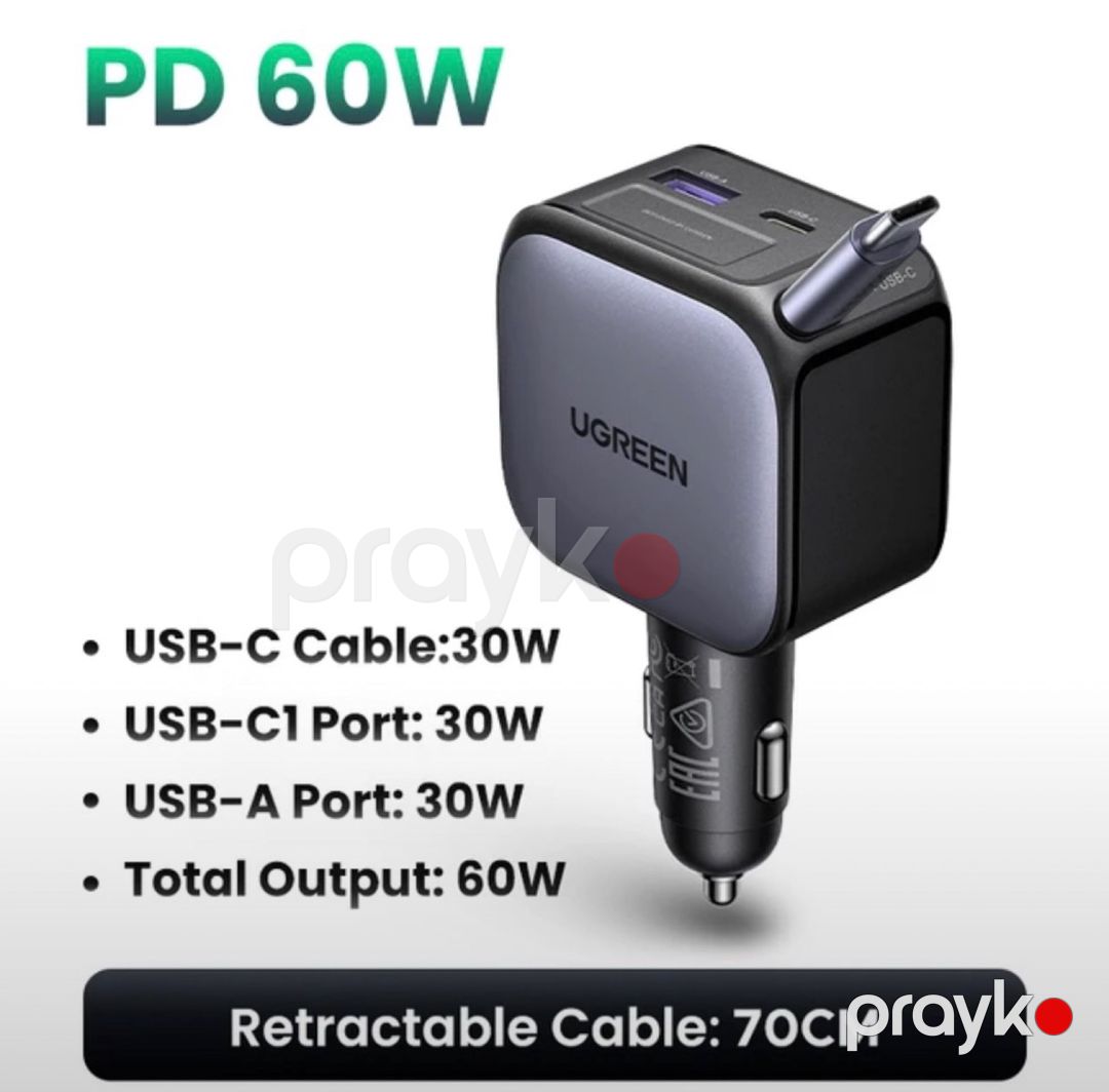 Ugreen 90W/60W avtomobil şarj cihazı — Smartfonlar, Bakı (2)