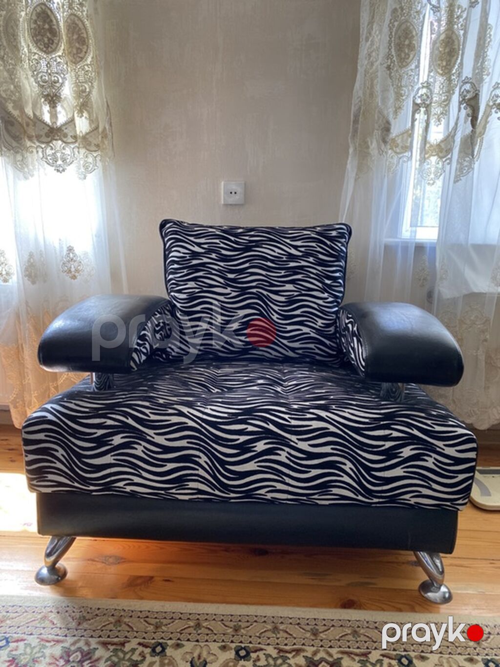 Zebra naxışlı geniş 2 cüt kreslo - Dizayn: Qara-ağ zebra printli — Kreslolar, Bakı (2)