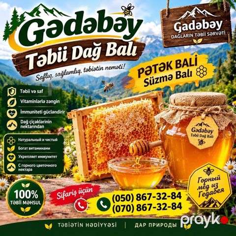 Gədəbəyin dağlarından – təbii dağ balı Təbiətin saf dadı — Bakı