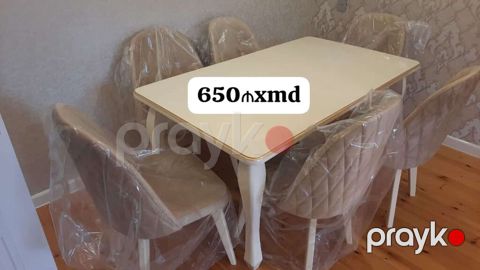 Yemək otağı dəsti - Dəst: 1 masa + 6 stul - Masa: düzbucaqlı forma — Bakı