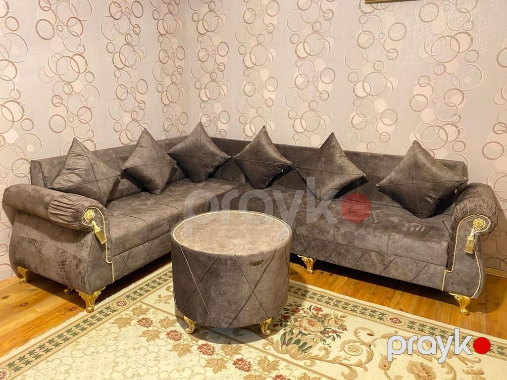 Künc divan dəsti - Klassik-modern dizayn: yumru qolçaqlar, dekorativ — Yumşaq mobilya dəstləri, Bakı (7)
