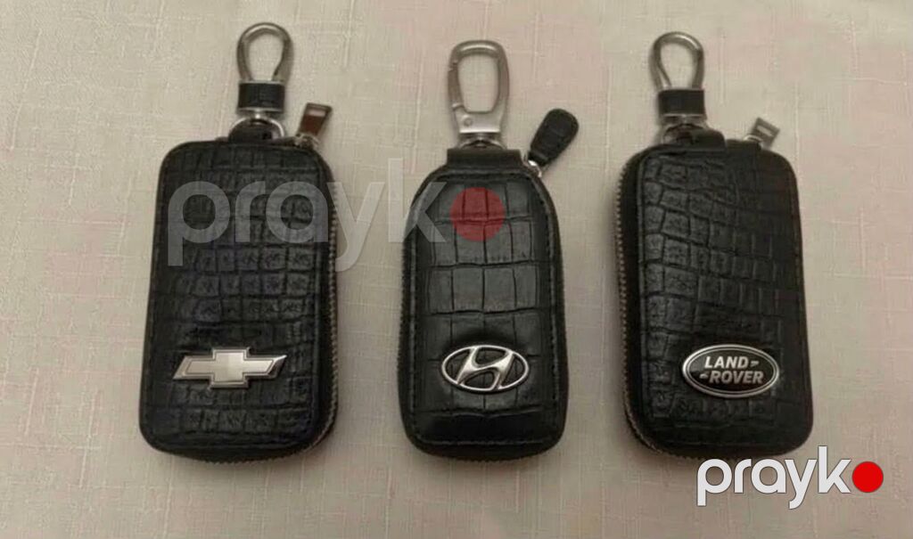 Qara rəngli dəri avtomobil açar çantaları - Brend loqotipləri: Mazda — Salon detalları, Bakı (5)