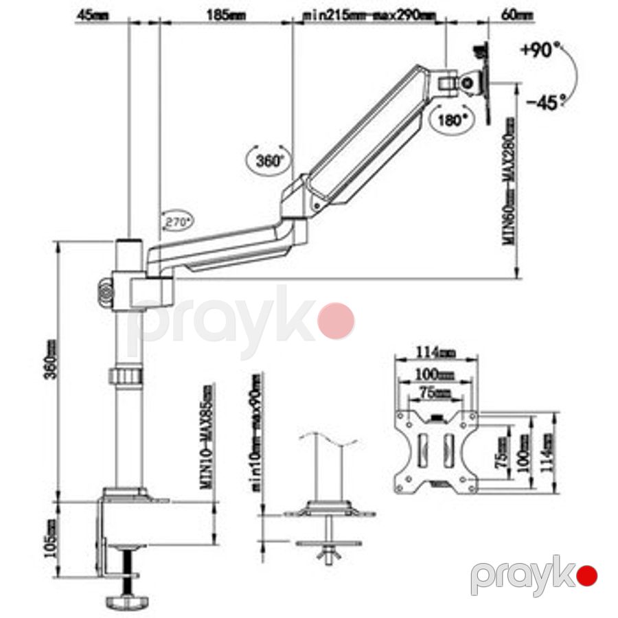 Monitor stendi CX03-01P Gas Spring — Masaüstü kompüterlər, Bakı (3)