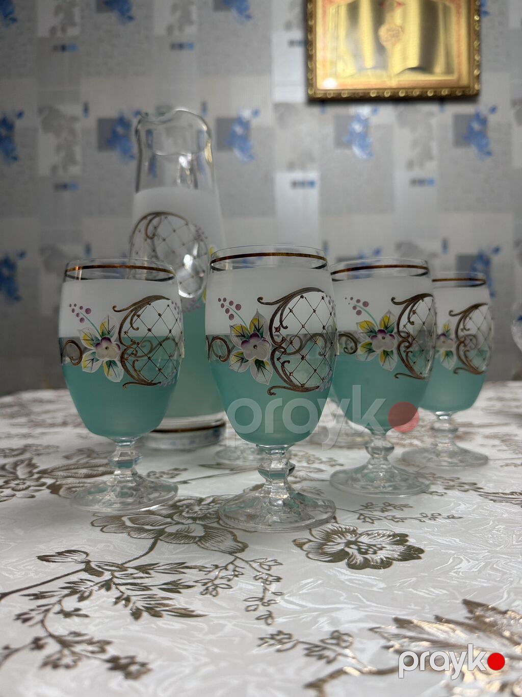 Nahar dəsti, rəng - Yaşıl, Bohemia, 6 nəfərlik — Süfrə qabı, Bakı (5)