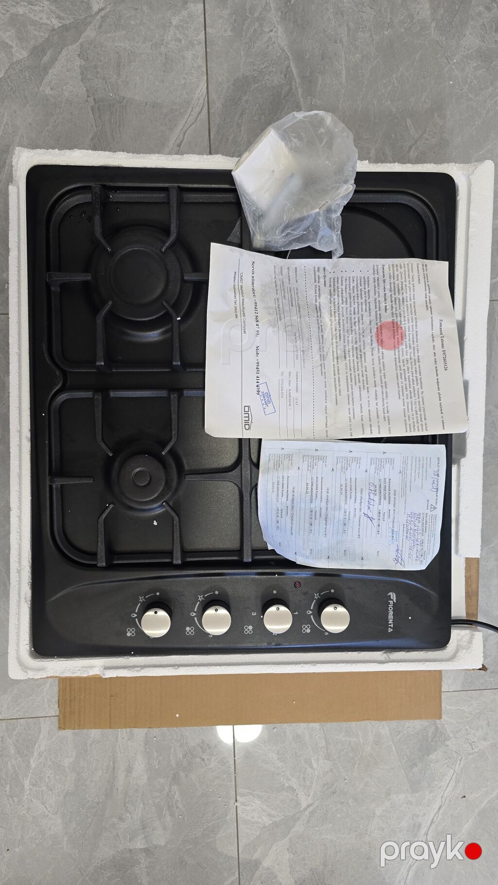 Fiorenta qaz+elektr plitə paneli - 3 qaz ocağı + 1 elektrikli halqa — Plitələr, Bakı (2)