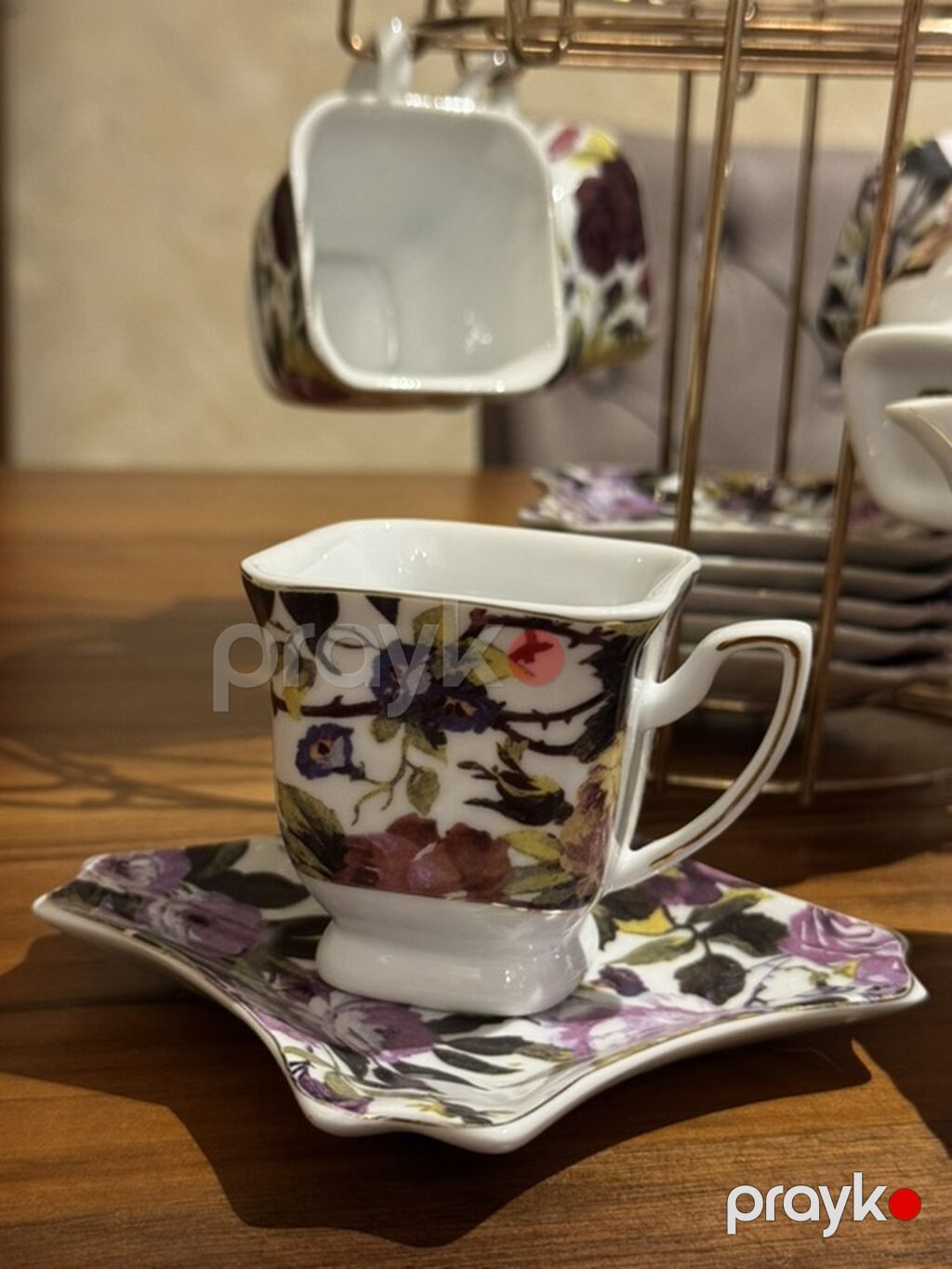 Çay dəsti, rəng - Bənövşəyi, Farfor, 6 nəfərlik — Süfrə qabı, Bakı