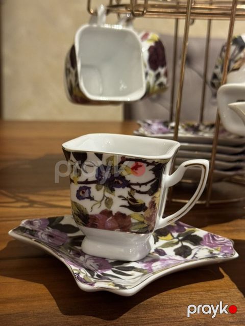 Çay dəsti, rəng - Bənövşəyi, Farfor, 6 nəfərlik — Bakı