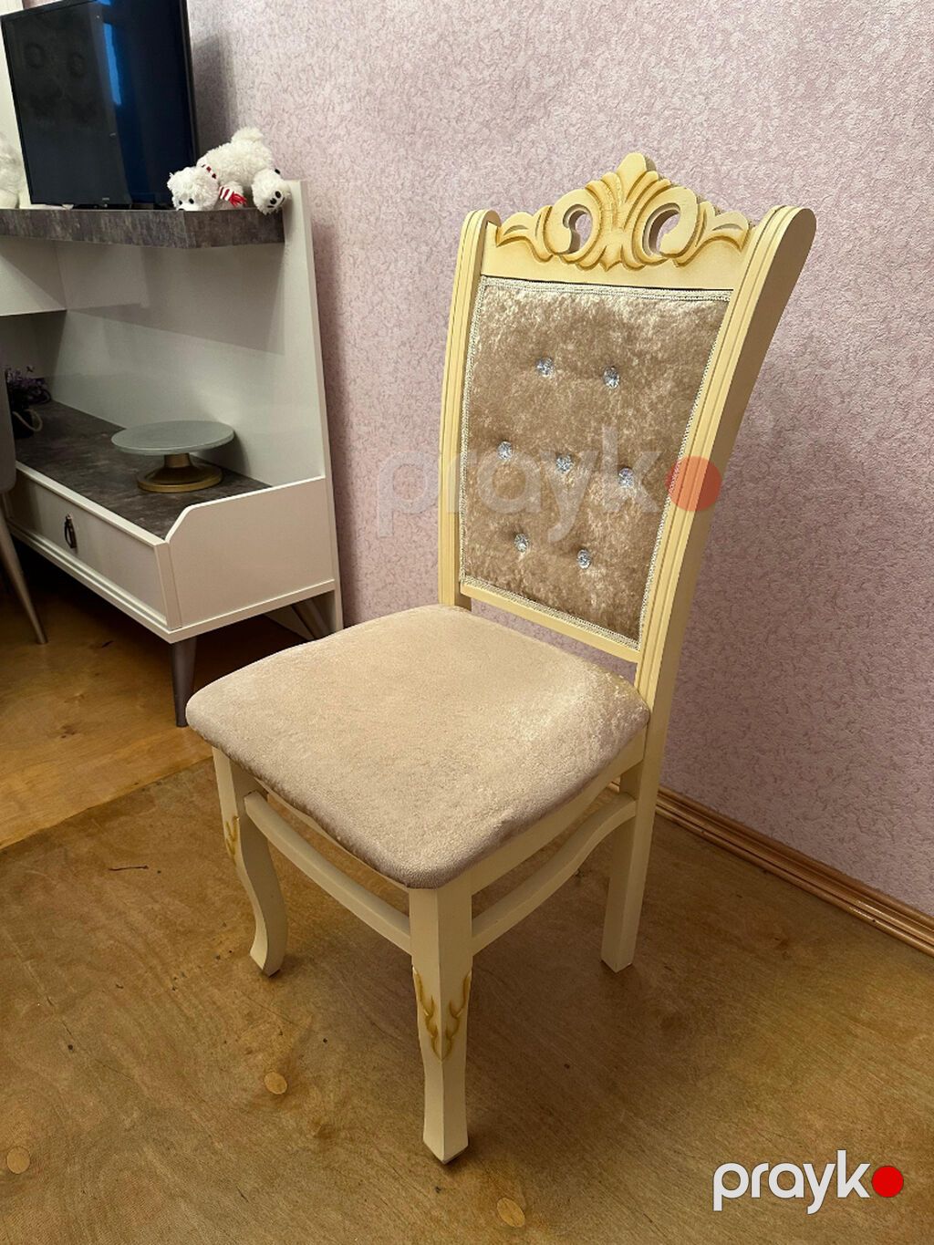 Qonaq otağı üçün, İşlənmiş, Açılan, Dördbucaq masa, 6 stul — Masalar və stullar, Bakı (2)