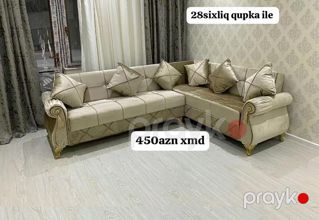 Künc divan dəsti - Klassik-modern dizayn: yumru qolçaqlar, dekorativ — Yumşaq mobilya dəstləri, Bakı (4)