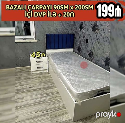 Bazalı tək nəfərlik çarpayı dəsti. - Ölçü: 90 sm x 200 sm - Bazalı — Bakı