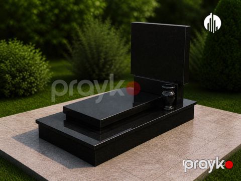 Qara qranit ilə ekran formalı qəbir və məzar daşları — Bakı