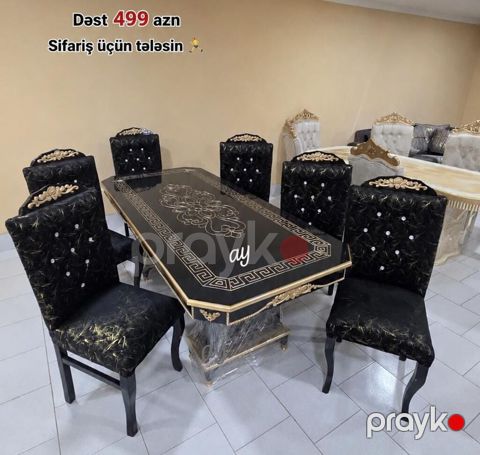 Yemək otağı üçün dəbdəbəli masa–stul dəsti - Dəst 499 azn - Sifariş — Bakı