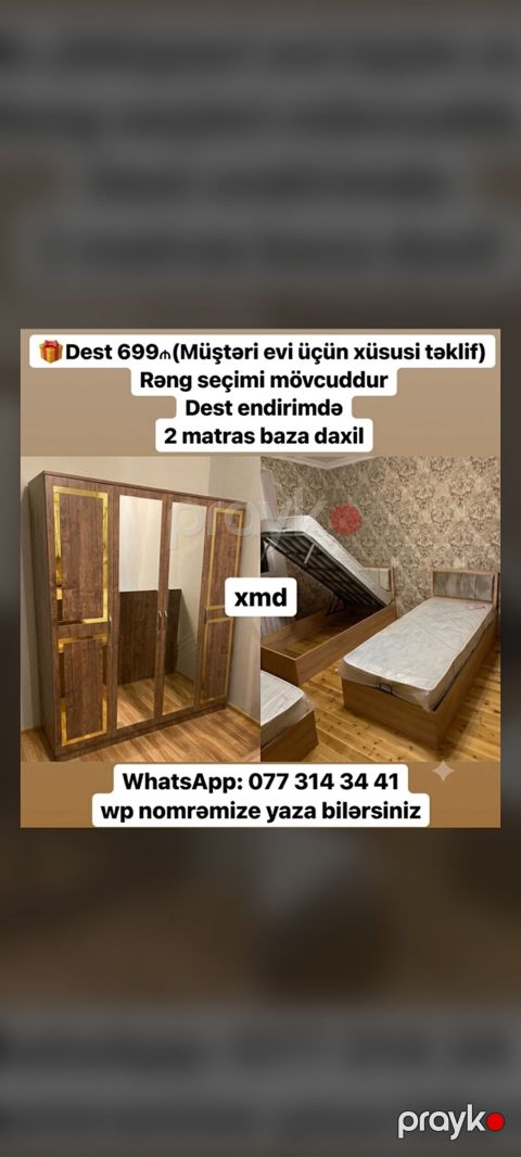 Yataq otağı dəsti – xüsusi təklif - Komplektə daxildir: 3 qapılı şkaf — Bakı