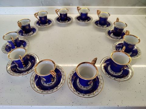 Qəhvə dəsti, rəng - Mavi, Farfor, 12 nəfərlik, Almaniya — Dining tableware
