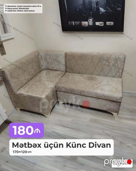 Mətbəx üçün künc divan Ölçü: 170 120 sm Mexanizm: Açılan mexanizm — Bakı