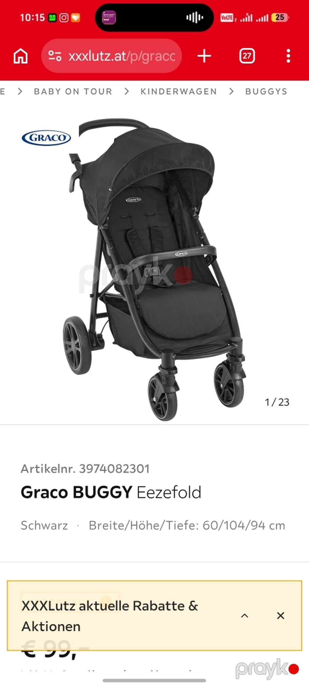 Graco Buggy EezeFold uşaq arabası - Rəng: qara - Ölçülər — Arabalalar, Bakı (3)
