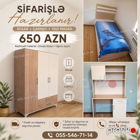 Sifarişlə hazırlanır: uşaq/yeniyetmə otağı üçün dəst Dəst tərkibi — Bakı