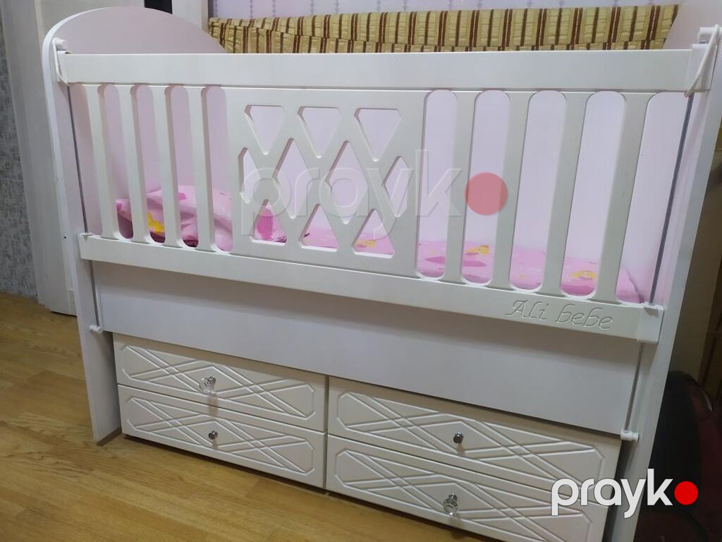 Uşaq beşiyi – “Ali bebe” dizaynı - Rəng: ağ - Material: taxta/MDF — Bəşikləri, Bakı