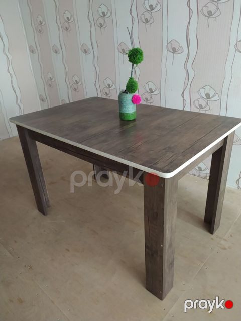 Ağ haşiyəli, düzbucaqlı yemək/mətbəx masası - Material: taxta karkas — Sumqayıt