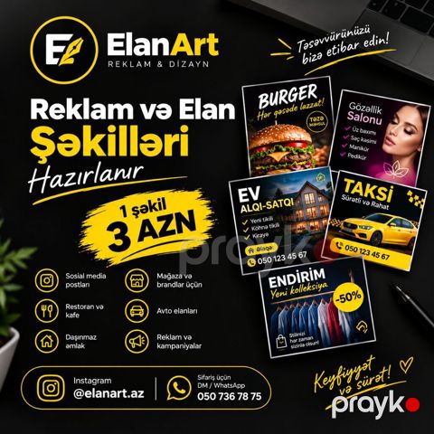 Reklam və Elan Şəkilləri Sifarişlə Hazırlanır Kiçik bizneslər üçün — Bakı