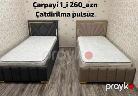 Tək nəfərlik çarpayılar – müasir dizaynlı, yumşaq parça ilə üzlənmiş — Bakı