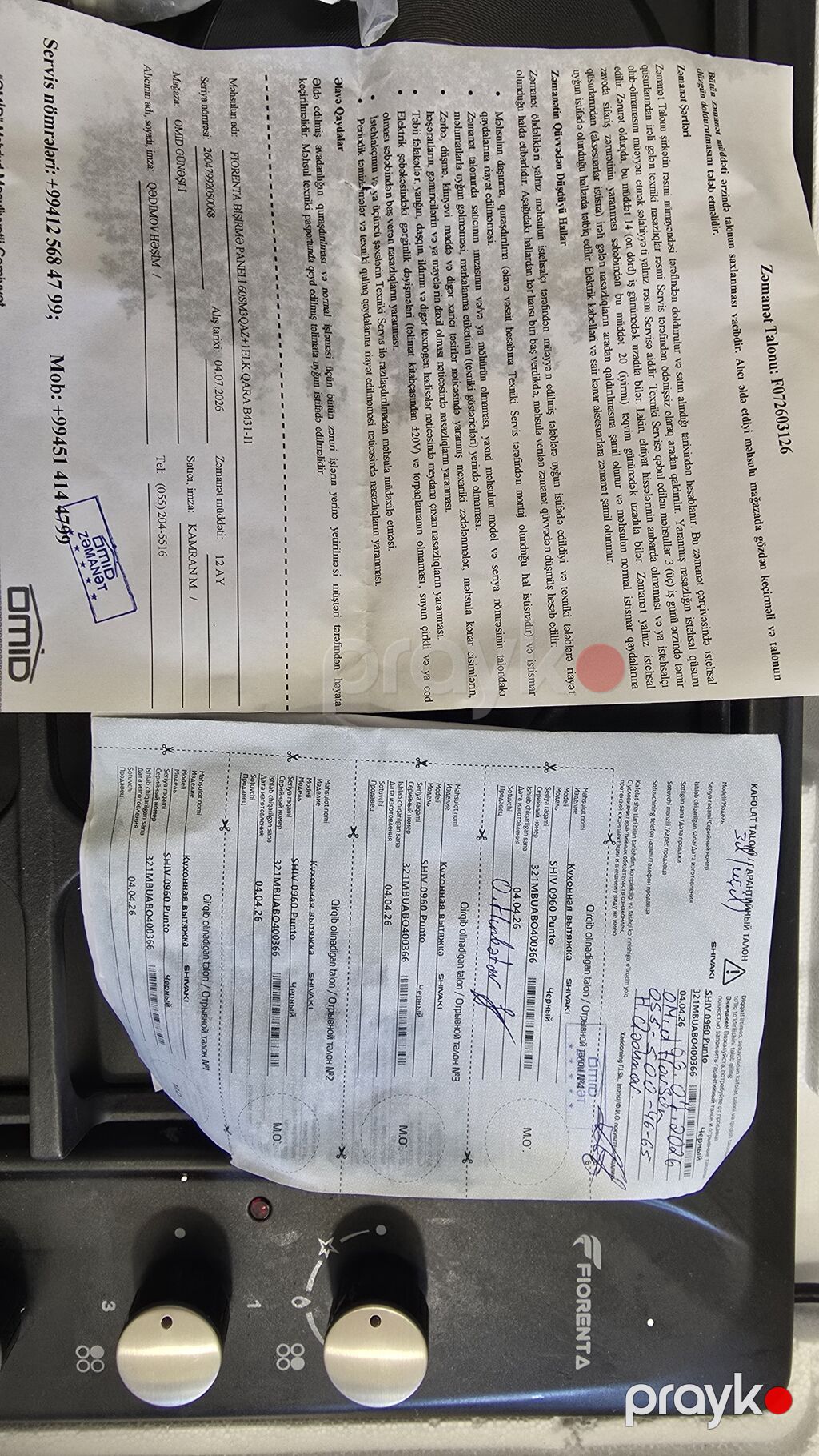 Fiorenta qaz+elektr plitə paneli - 3 qaz ocağı + 1 elektrikli halqa — Plitələr, Bakı (3)