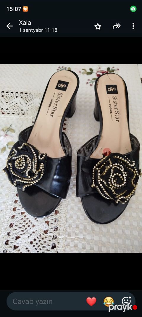 Sister Star Vogue qadın açıq burunlu terliklər - Rəng: qara, laklı — Digah