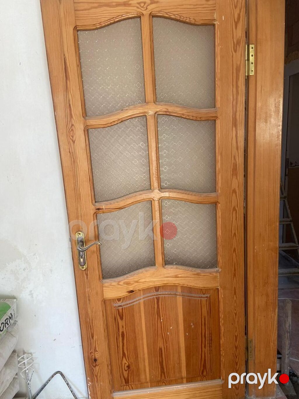 Taxta otaq qapısı – şüşəli model - Material: təbii ağac (taxta karkas — Pəncərələr, qapılar, balkonlar, Sumqayıt