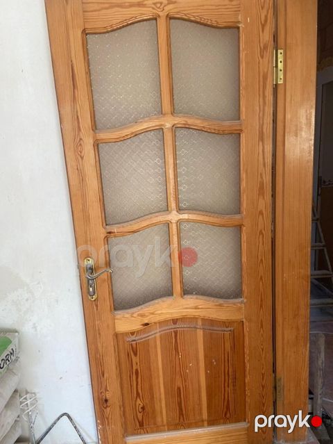 Taxta otaq qapısı – şüşəli model - Material: təbii ağac (taxta karkas — Sumqayıt