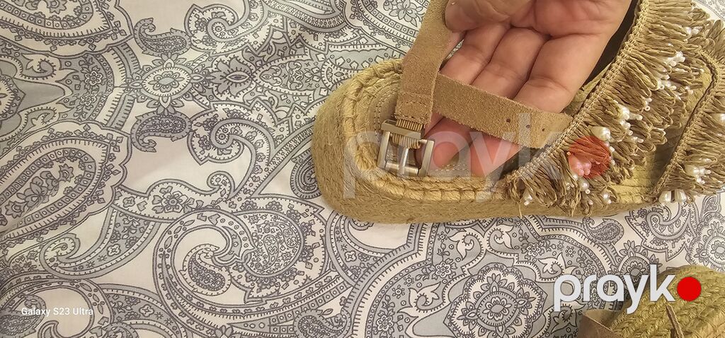 Qadın üçün əl işi yaz sandaleti,tezedi 40 olcu - Material: təbii — Sandal, Bakı (5)