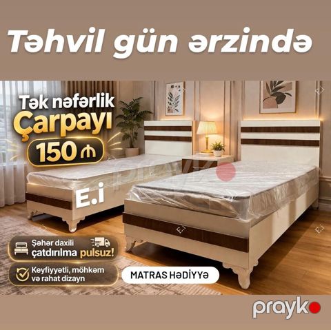 *Tek nəfərlik Çarpayı 150AZN Rəng seçimi var Ölçü 200x90