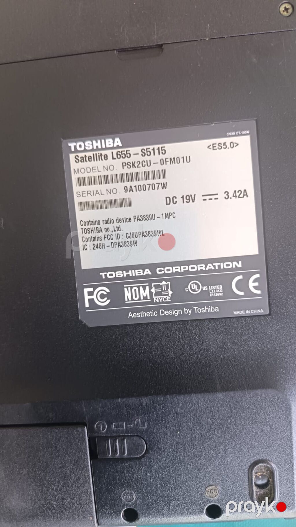 Toshiba Satellite L655-S5115 noutbuk Texniki göstəricilər: - Model — Toshiba, Xırdalan (3)