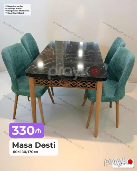 Masa Dəsti – 330 Ölçü: 80×130/170 sm - Mexanizm: açılan (uzadıla — Bakı