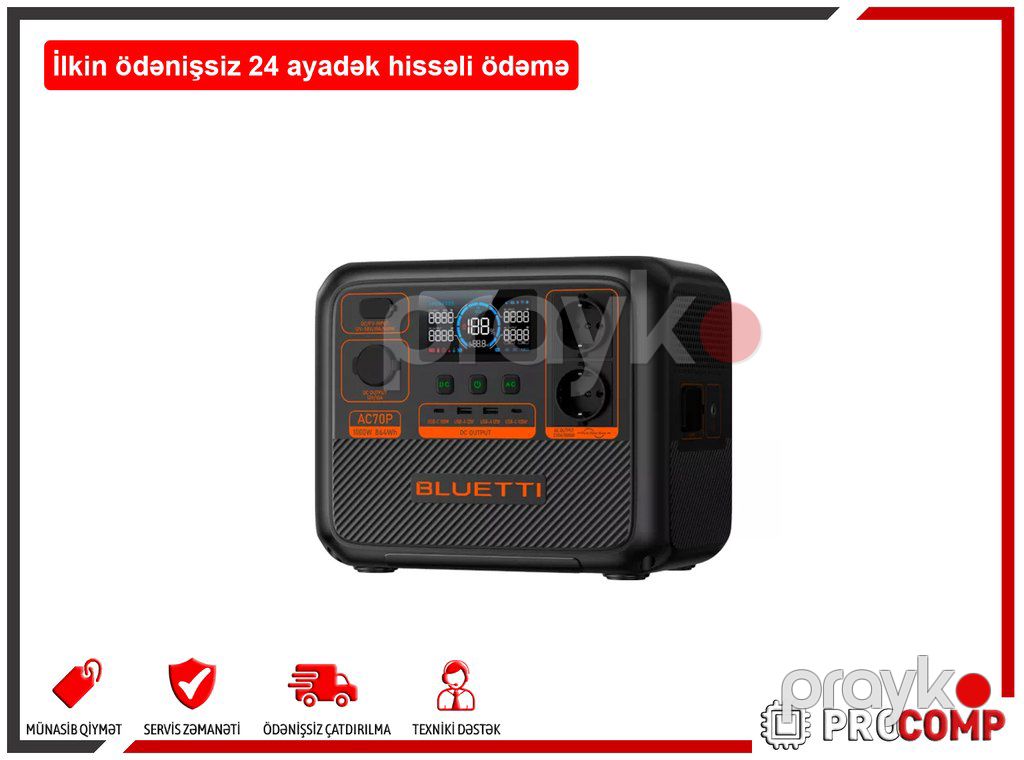 Portativ günəş elektrik stansiyası "Bluetti AC70P 1000W/ 864Wh AC70P/AZ" — Periferik cihazlar, Bakı