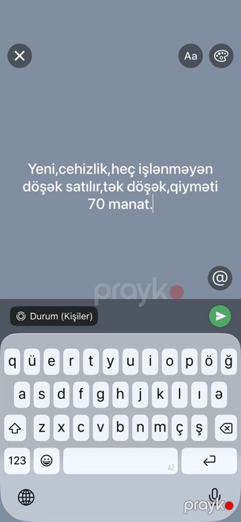 Tək ölçülü döşək satılır. Yeni, cehizlik, heç işlənməyib. Qiymət: 70 — Digah