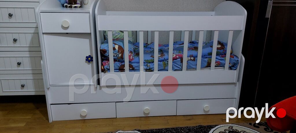 Uşaq çarpayısı – funksional kombi model - Material: ağ rəngli — Yataqlar, Bakı (2)