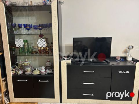 Qonaq otağı üçün vitrin və TV tumbası dəsti - Rəng: qara-bej — Bakı