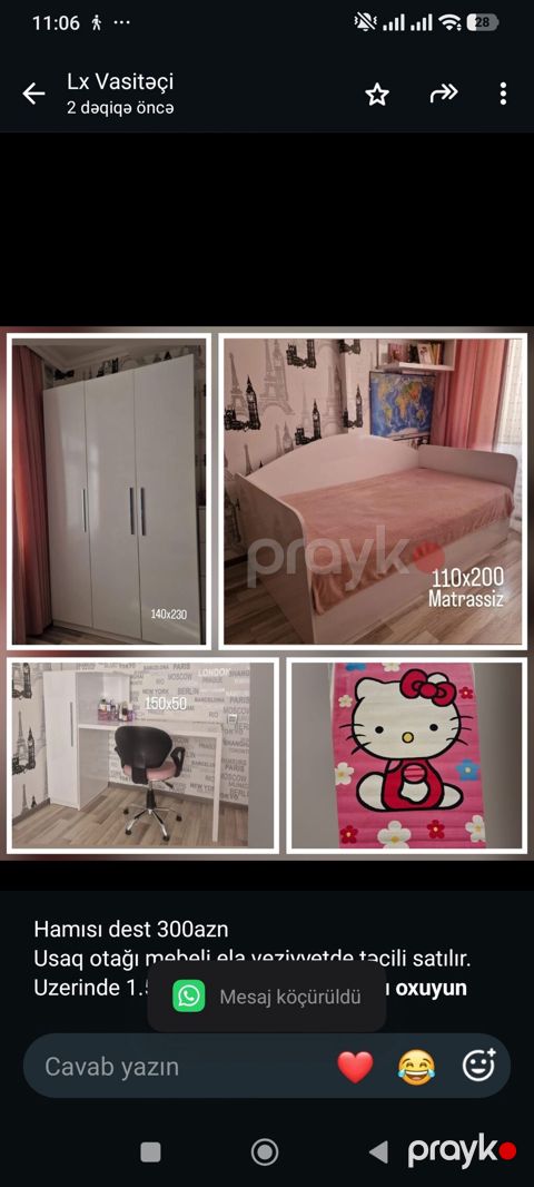 Hamısı dest 300azn Usaq otağı mebeli ela veziyyetde satılır