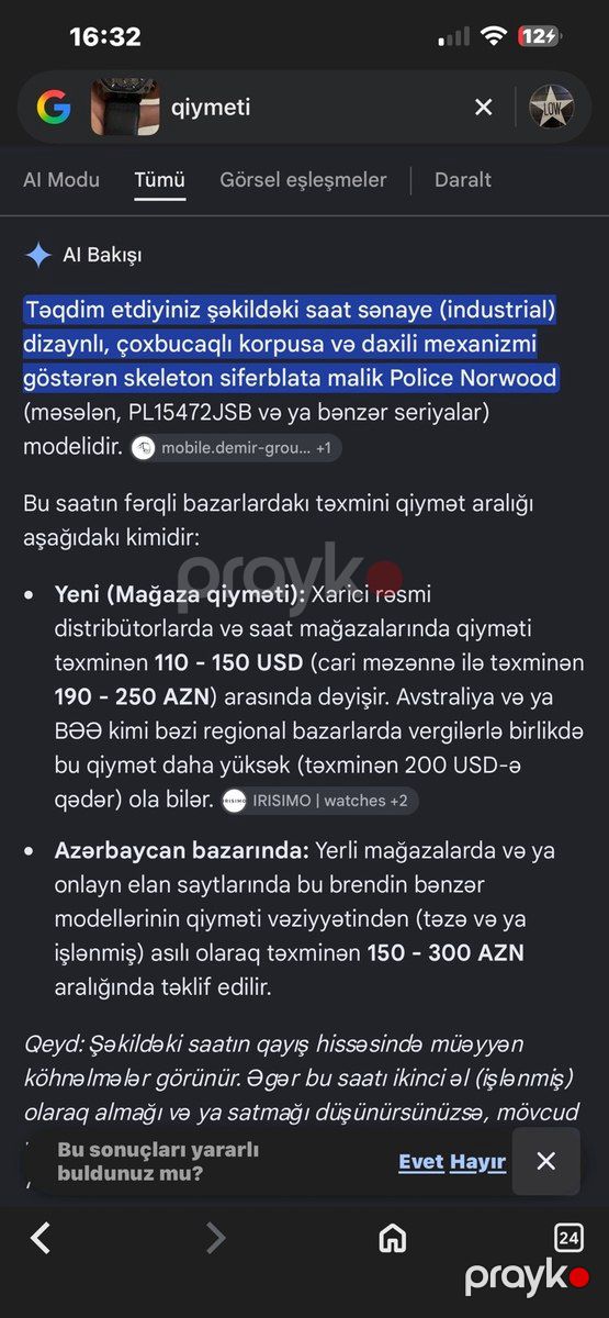Police qol saatı — Şəxsi əşyalar, Bakı (4)