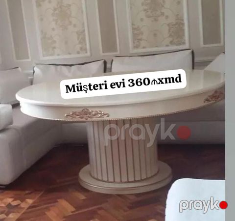 Oturma otağı və ya yemək otağı üçün klassik üslubda dairəvi masa — Bakı